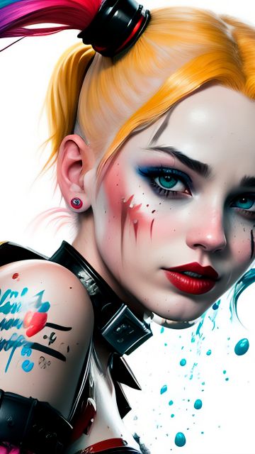 Harley Quinn, DC Superheroes, DC Comics, AI art, Colorful
