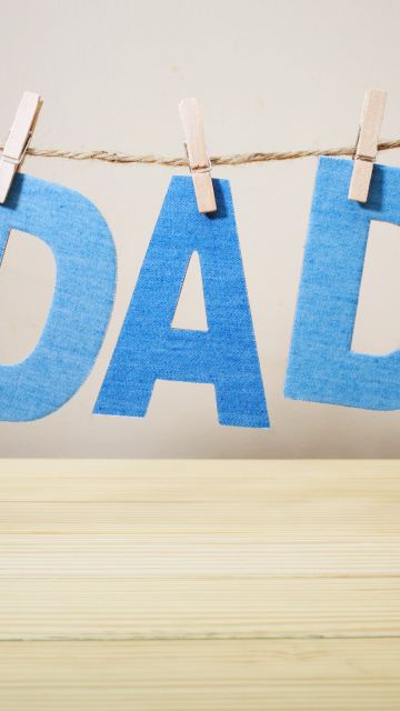 Dad, Hearts, Hanging Hearts, Wooden background, 5K, Father's Day