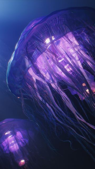 Jellyfishes, Aesthetic, Underwater, CGI, Bioluminescence
