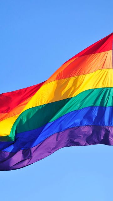 Pride flag, LGBTQ, Rainbow, Blue Sky