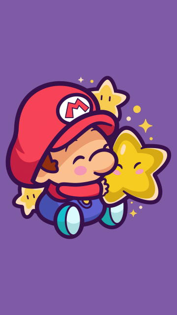 Super Mario, Cute Mario, Purple background, 5K, 8K, Simple