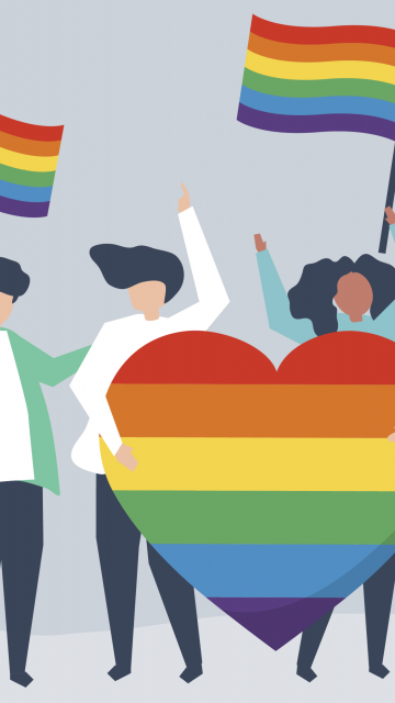LGBTQ, Pride flag, Rainbow heart, 5K