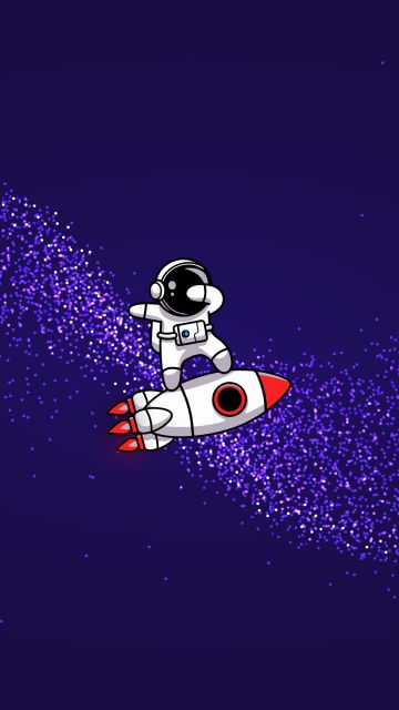 Astronaut, Rocket, Surreal, Indigo background, Purple background, Simple