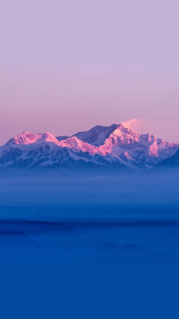 Himalayas, Mountain range, Sunrise, Winter, Above clouds, Mountains, Stock