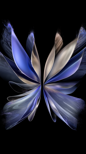 Vivo X Fold 2, AMOLED, Stock, 5K, Black background, Blue abstract
