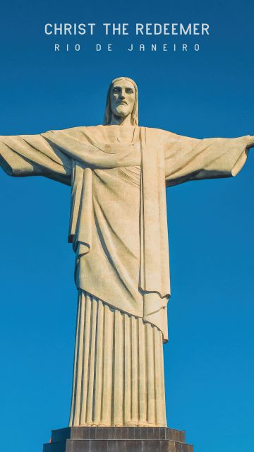 Christ the Redeemer, Statue, Rio de Janeiro, Jesus Christ, Brazil, 5K, Blue Sky