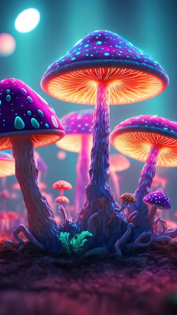 Mushrooms, Colorful, AI art