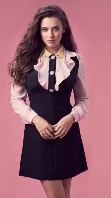 Katherine Langford, Photoshoot, Beautiful actress, Pink background, Pastel background, Pastel pink