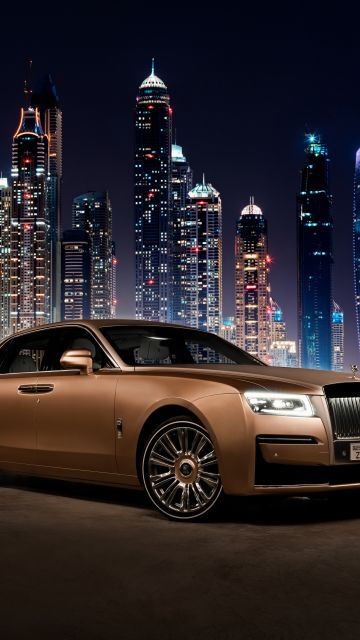 Rolls-Royce Ghost Extended, Dubai Marina, Night City, Bespoke, 5K, 8K