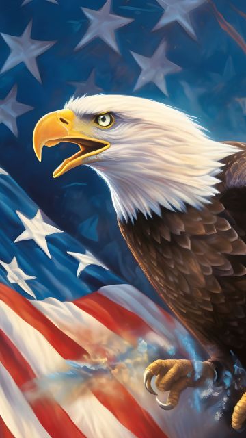 Bald eagle, Independence Day, 4th of July, USA Flag background