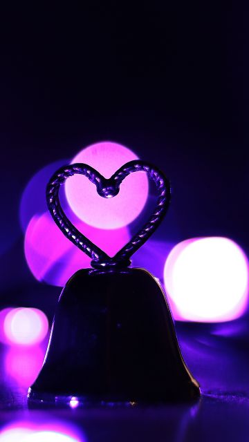 Love heart, Purple aesthetic, Bokeh Background, 5K