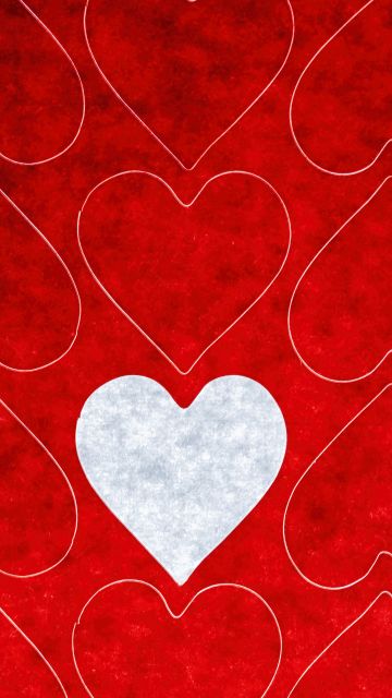 Love hearts, Red, White heart, 5K, Pattern