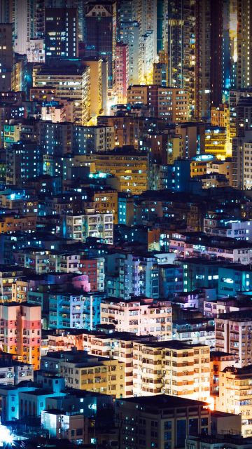 Illuminated, Cityscape, Buildings, Night City, Metropolis