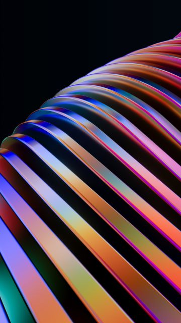 Vibrant, Rainbow swirl, 3D Art, Black background, 5K