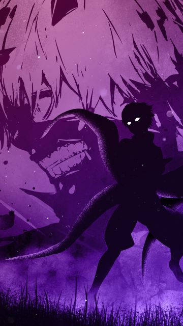 Ken Kaneki, Silhouette, Tokyo Ghoul, Illustration, Purple