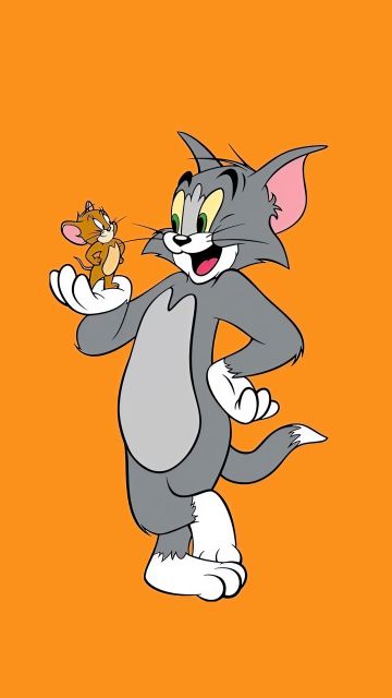 Tom & Jerry, Cartoon, 5K, White background, Yellow background, Tom and Jerry