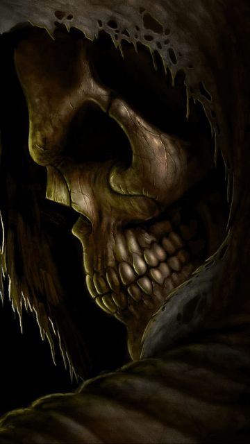 Grim Reaper, AMOLED, 5K, Skull, Spooky, Black background