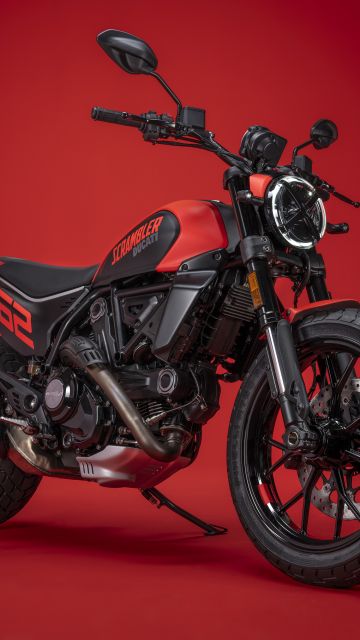 Ducati Scrambler Full Throttle, Red background, 2023
