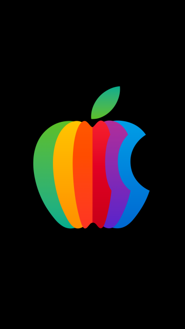 Rainbow, Apple logo, AMOLED, Colorful, Black background