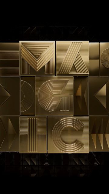 HONOR Magic V2, 3D background, Golden letters, AMOLED, 5K