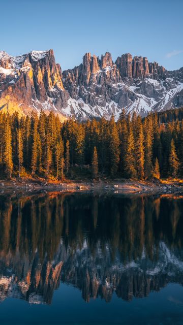 Dolomites, Karersee Lake, Lago di Carezza, Alpine lake, Peaceful, Italy, 5K, 8K