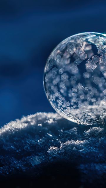Frozen bubble, Winter snow, Soap Bubble, Macro