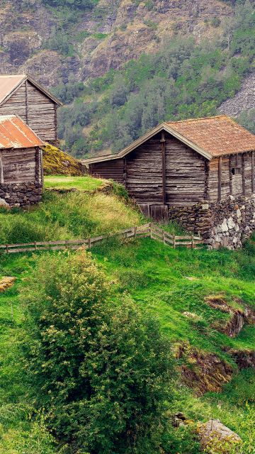 Hilltop, Wooden House, Norway, Rural, Landscape