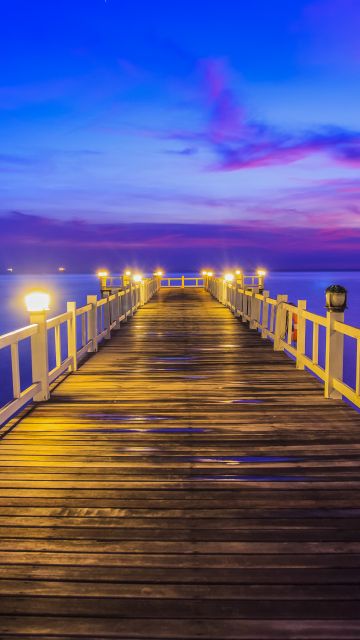 Wooden pier, Thailand, Bridge, Sunset, Horizon, Resort, Dawn, Vacation, Holidays, Phuket, 5K