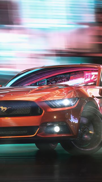 Ford Mustang, Drift, Aesthetic, CGI, 5K, Digital Art