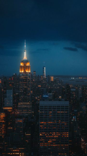 New York City, Night, Cityscape, Dark aesthetic, Empire State Building, USA