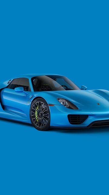 Porsche 918 Spyder, Blue aesthetic, CGI, Blue background, 5K