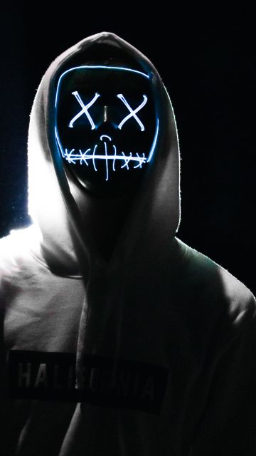 LED mask, Hoodie, Dope, Night, Anonymous, AMOLED, 5K