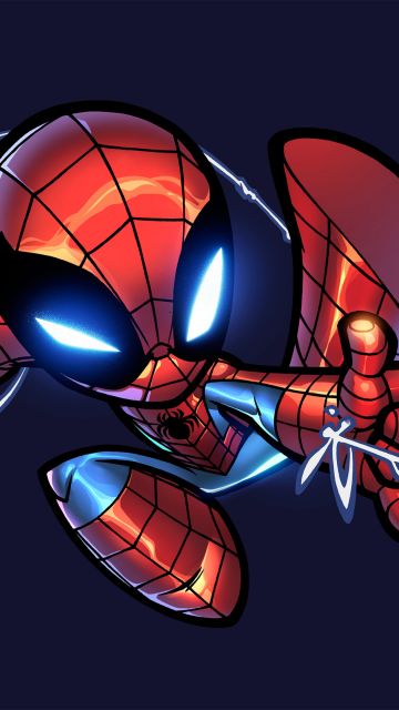 Spider-Man, Chibi, Artwork, Dark blue, Spiderman