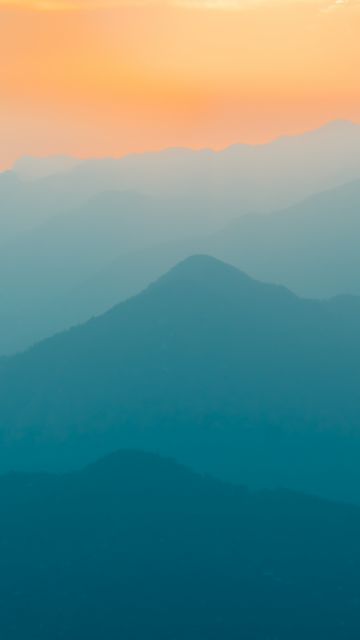 Brazil, Mountains, Foggy, Mist, Sunrise, Turquoise, Yellow sky, Gradient, Landscape, Scenery, Mountain range, 5K
