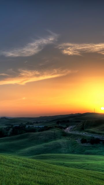 Tuscany, Sunset, Landscape, Italy, HDR, 5K