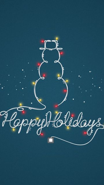 Happy holidays, Snowman, Christmas lights, Blue background, 5K, Navidad, Noel