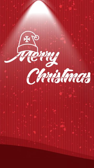 Merry Christmas, Red background, Snowfall, Santa Claus, Red aesthetic, 5K, Santa hat, Winter, Navidad, Noel