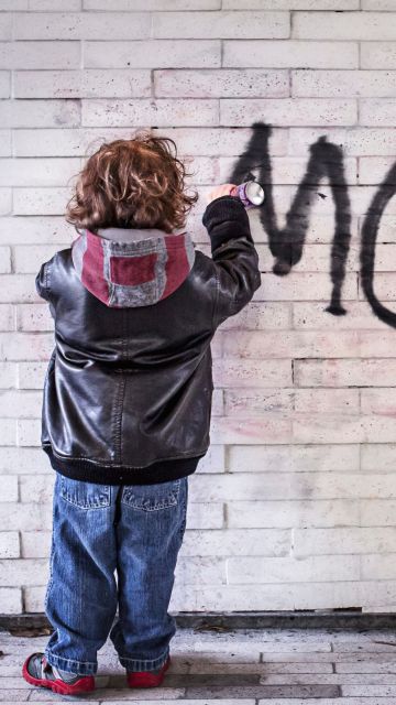 Mom, Graffiti, Child, Brick wall, 5K