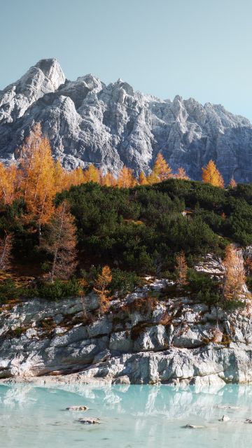 Sorapiss, Mountains, Dolomites, Rocks, Trees, Italy, 5K