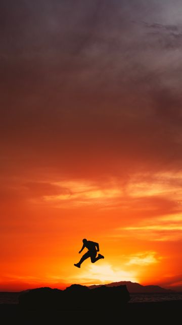 Hisma Desert, Sunset, Saudi Arabia, Man, Jumping, 5K, 8K, Silhouette