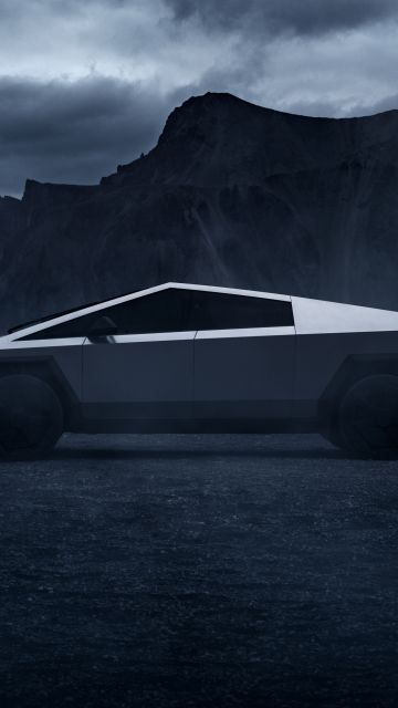 Tesla Cybertruck, 2023, Night, Caves, Electric pickup