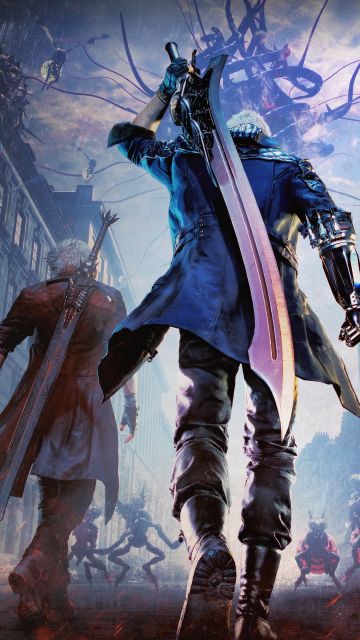 Devil May Cry 5, Official, Nero, Dante, V (Devil May Cry), Game poster