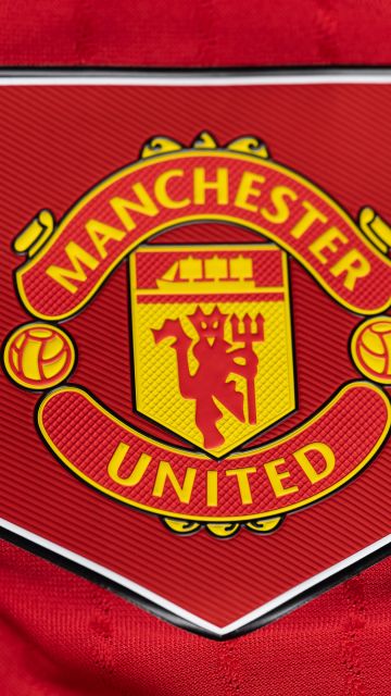Manchester United, 5K, Football club, Red background, Logo