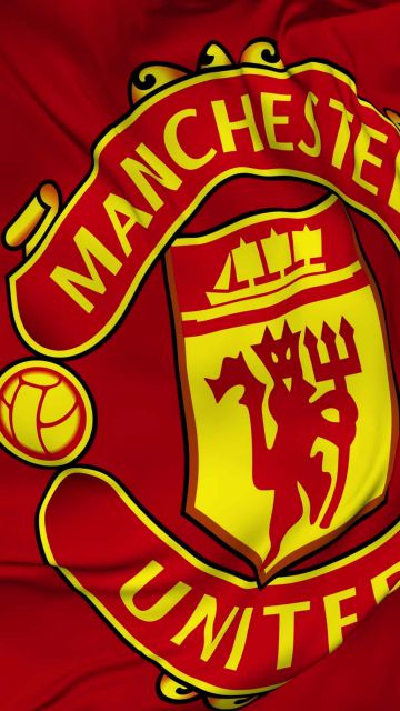 Manchester United, Flag, Football club, Red background, Logo