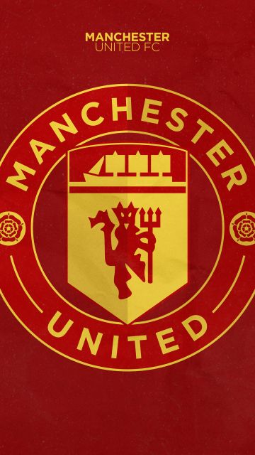 Manchester United, Football club, Red background, Logo, 5K
