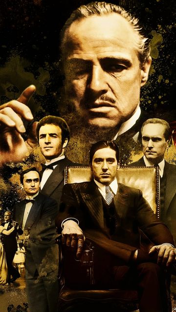 The Godfather, Movie poster, Al Pacino, Marlon Brando, Vito Corleone, Michael Corleone