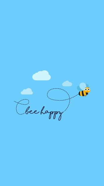 Bee happy, Clear sky, Sky blue, Clouds, Bee, Simple