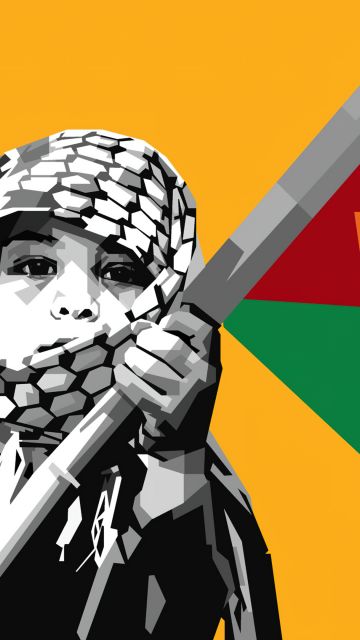 Cute Girl, Flag of Palestine, Pop Art