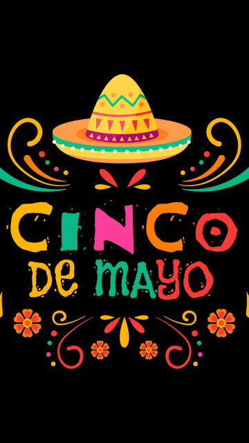 Mexican holiday, Cinco de Mayo, Colorful, AMOLED, Black background