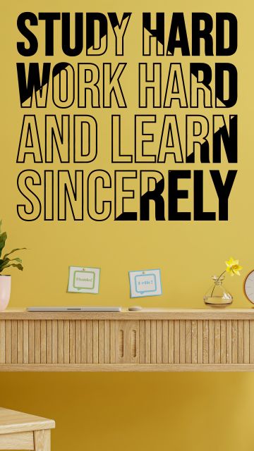 Study hard, Motivational quotes, Work harder, Learn, Inspirational quotes, 5K, Yellow aesthetic, Interior
